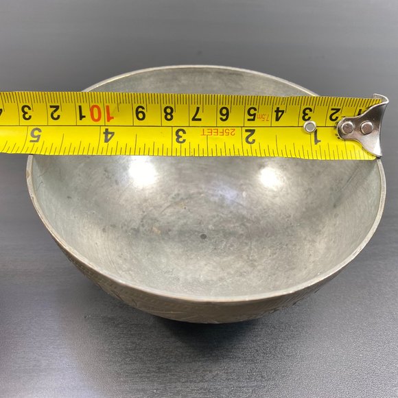 Antique Brass Round Bowl, Handcrafted Small Vessel, Vintage Solid Metal Dish, De - Picture 4 of 10